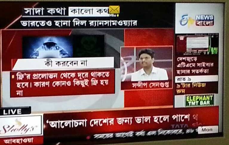 ISOEH Director Sandeep Sengupta on ETV discussing about the terror of Ransomware in India