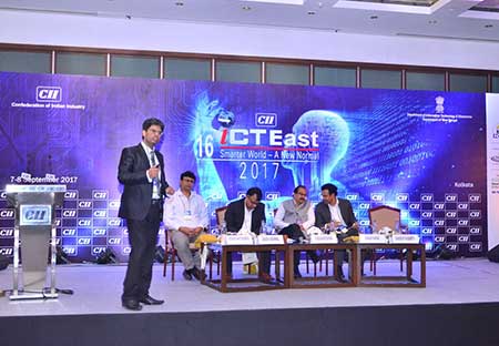 ISOAH director Sandeep Sengupta At CII ICT East 2017, talking about Cyber Security