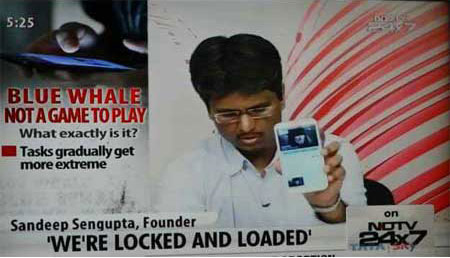 ISOEH director Sandeep Sengupta in the discussion panel of NDTV 24x7 talking about the deadly blue whale game - 11th August 2017 ISOEH director Sandeep Sengupta in the discussion panel of NDTV 24x7 talking about the deadly blue whale game - 11th August 2017